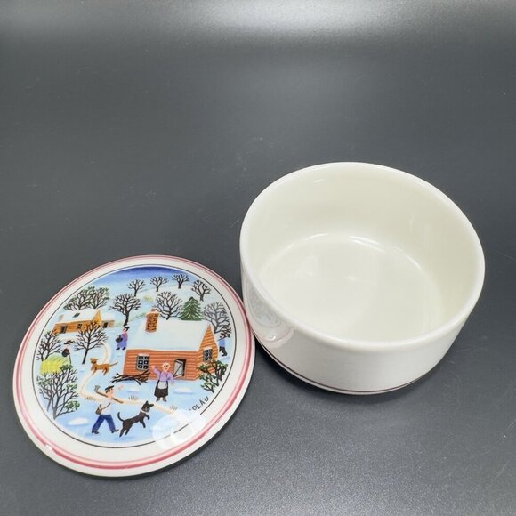 Villeroy & Boch Naif Christmas Round Trinket Box Jewelry Container Porcelain VTG - Picture 10 of 11